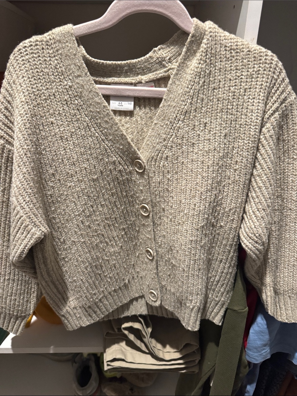 Boys Cozy V-Neck Button Cardigan Sweater - Cream